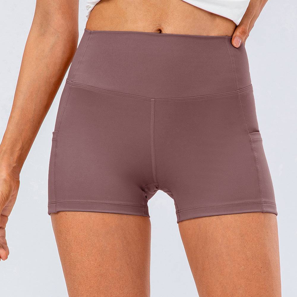 High Waist Nude Feel Yoga Shorts for Women  2 Purple 