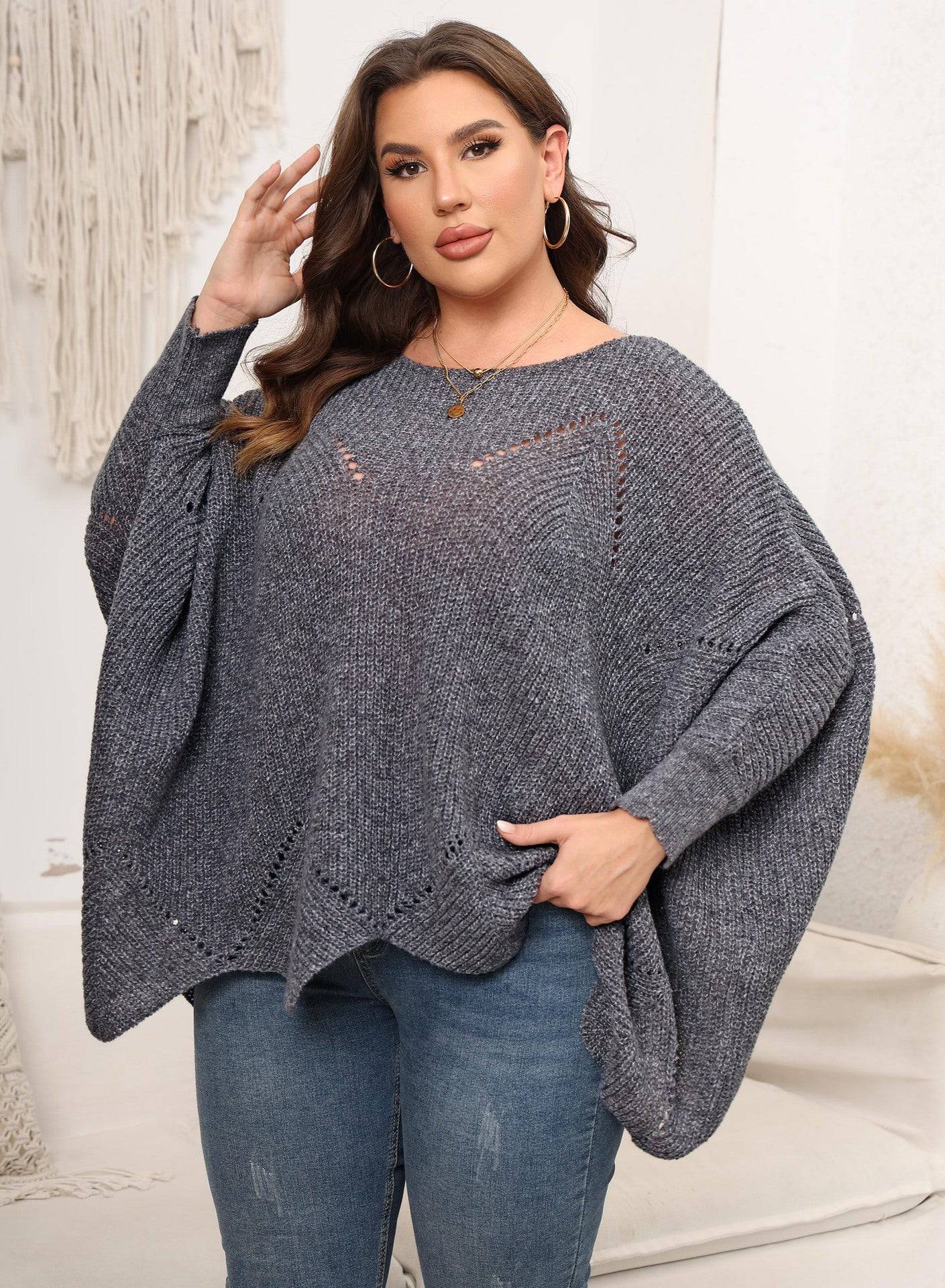 Stylish Plus Size Women's Woven Pullover for Autumn and Winter  1XL Black White 