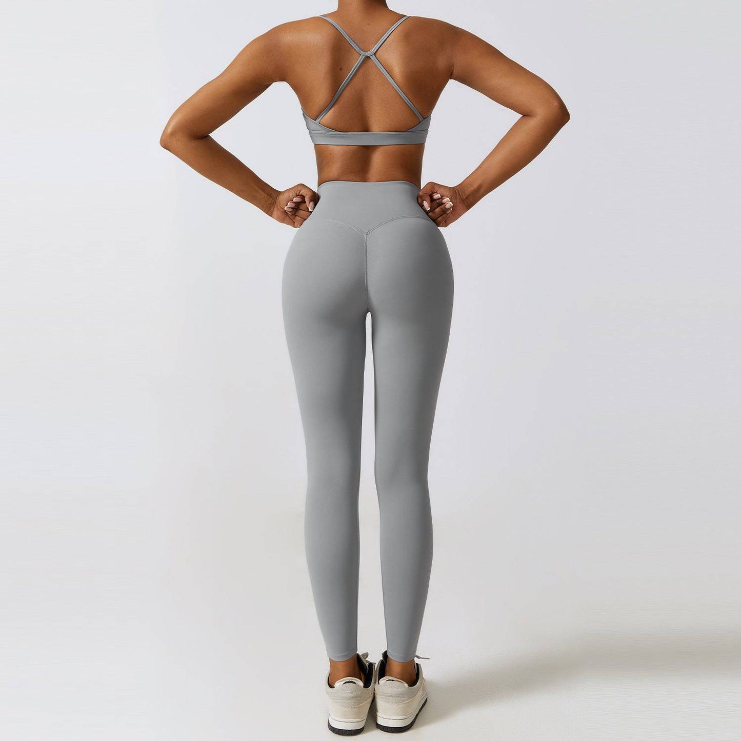 Elevate Your Active Style Three Piece Yoga Set  S Bra Trousers Rhino Gray 