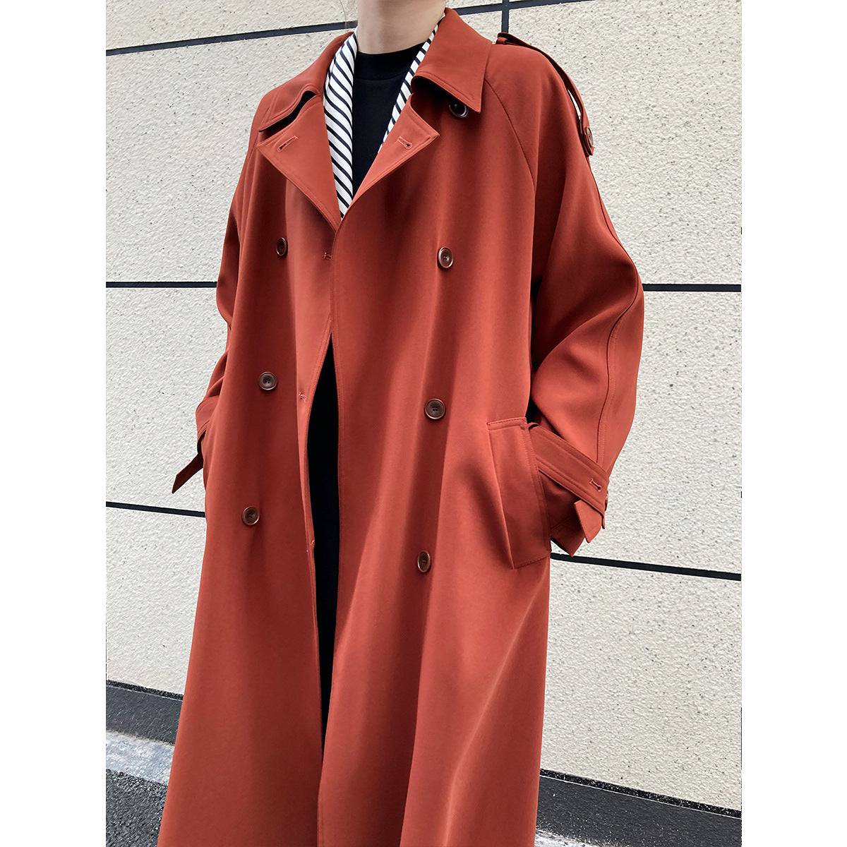 Main Promotion Autumn Draping British Loose Mid-Length over the Knee Trench Coat Female  S Hawthorn Red 