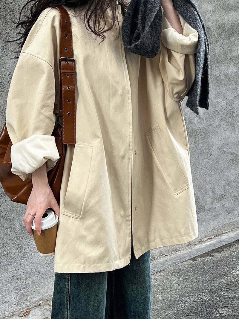 Elevate Your Wardrobe with This Classic Japanese Minimalist Trench Coat for Women  M（模特尺码） Apricot 