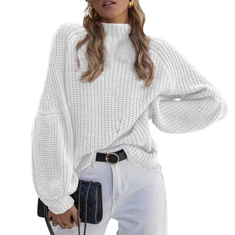 Warm and Chic Turtleneck Sweater for Women  S White 