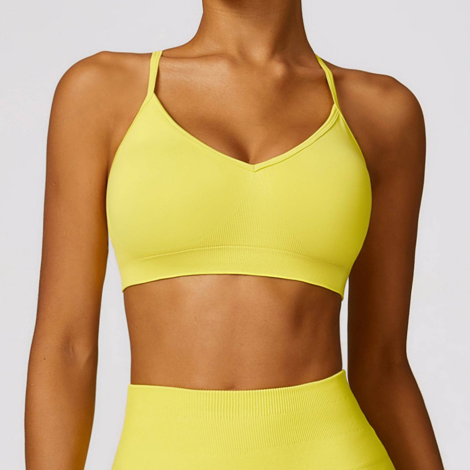 Stylish and Supportive Seamless Yoga Bra for Women  S Yellow 