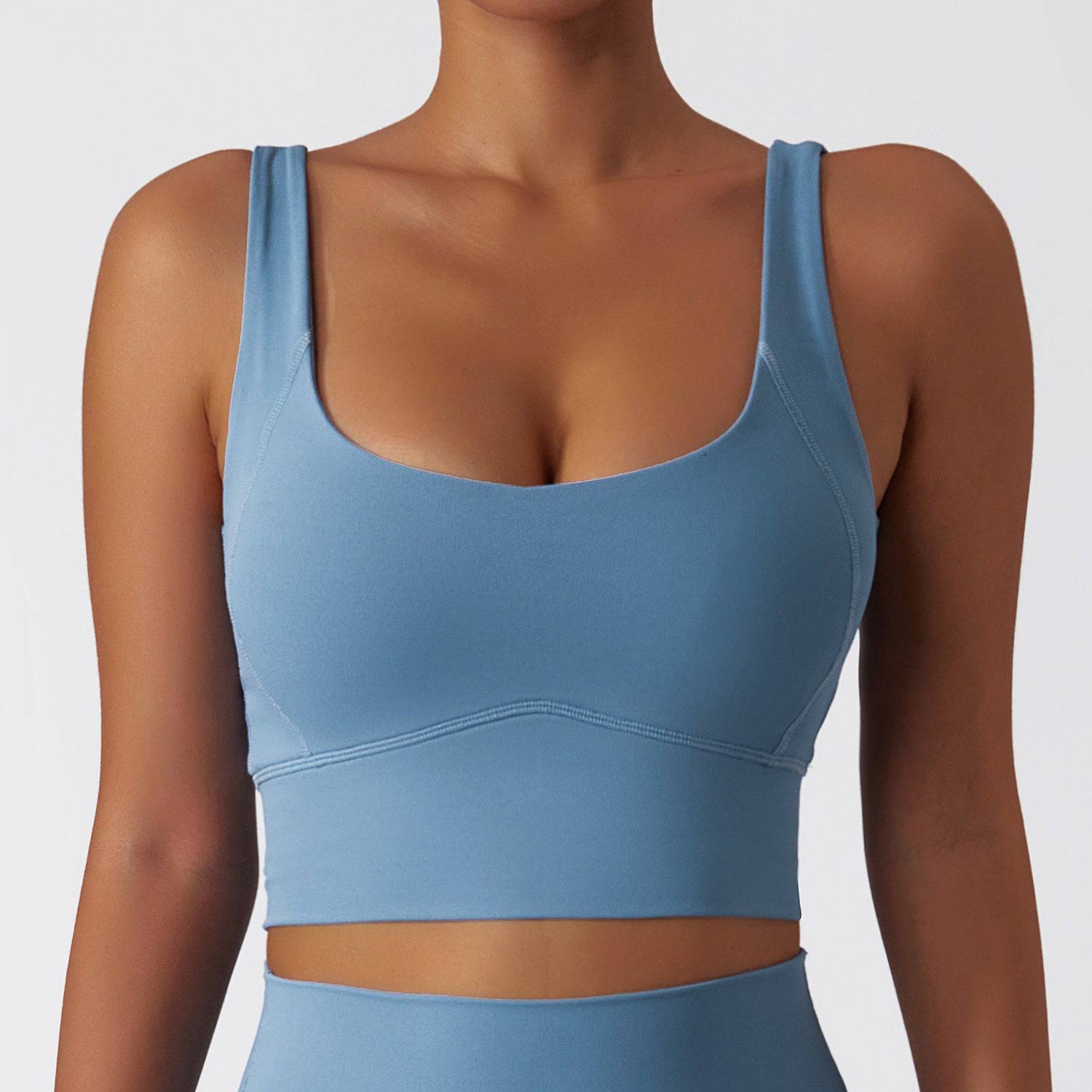 Ultimate Support and Comfort Yoga Push-Up Fitness Bra for Women  8/S Light Gray Blue 