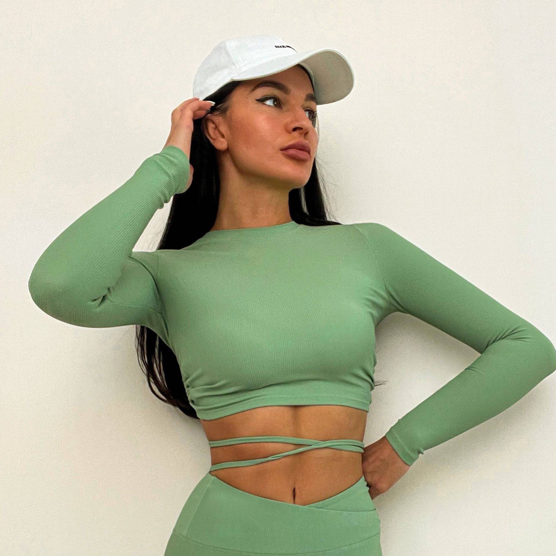 Elevate Your Yoga Experience Set  S Jade Color Long Sleeve 