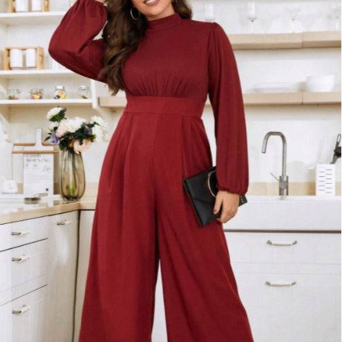 Plus Size Jumpsuit Spring Summer Sexy Ladies Straight Loose High Waist Jumpsuit - Wild Amber Fashion