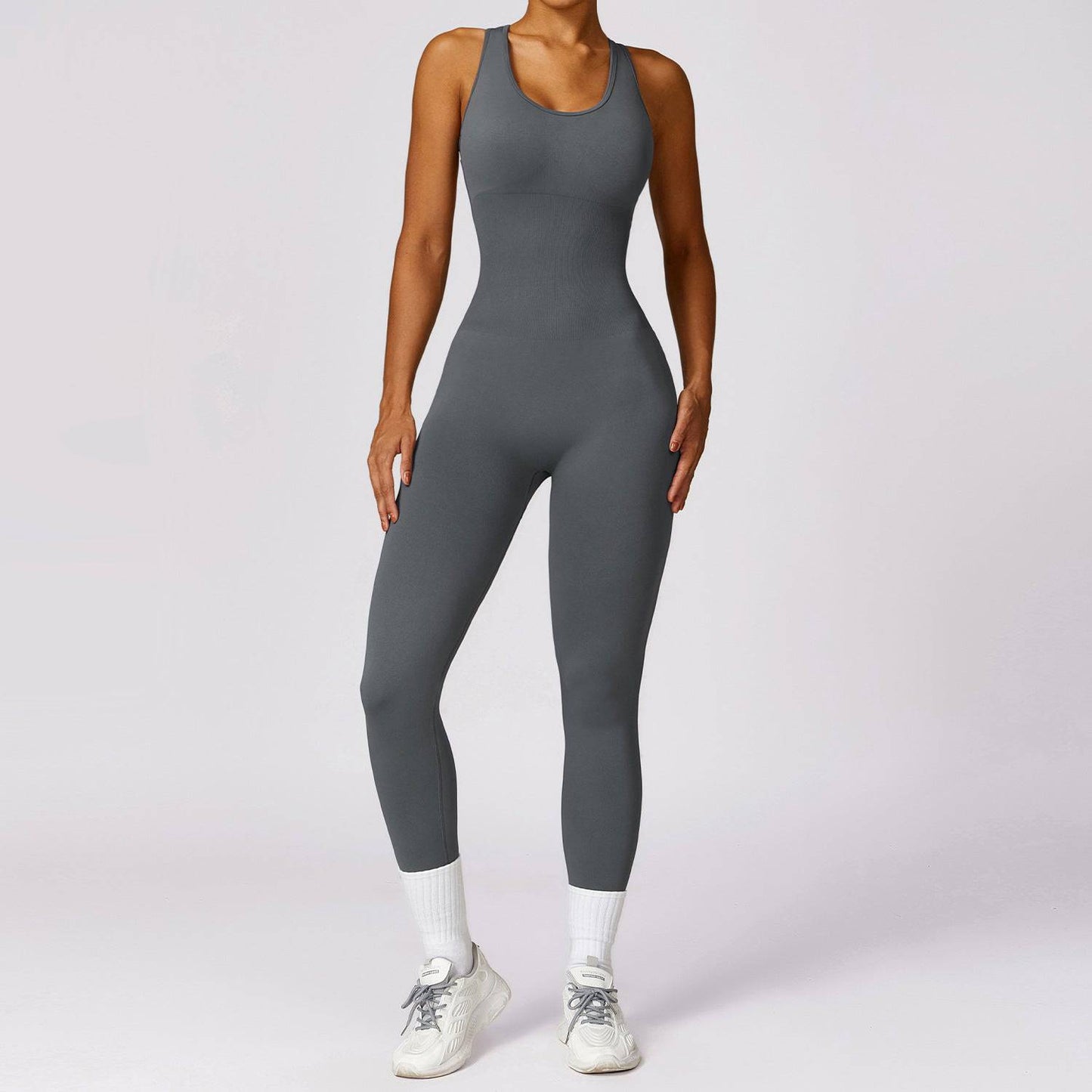 Spring Gym Seamless Yoga Jumpsuit for Women with Core Support and Back Shaping  S Volcanic Ash 