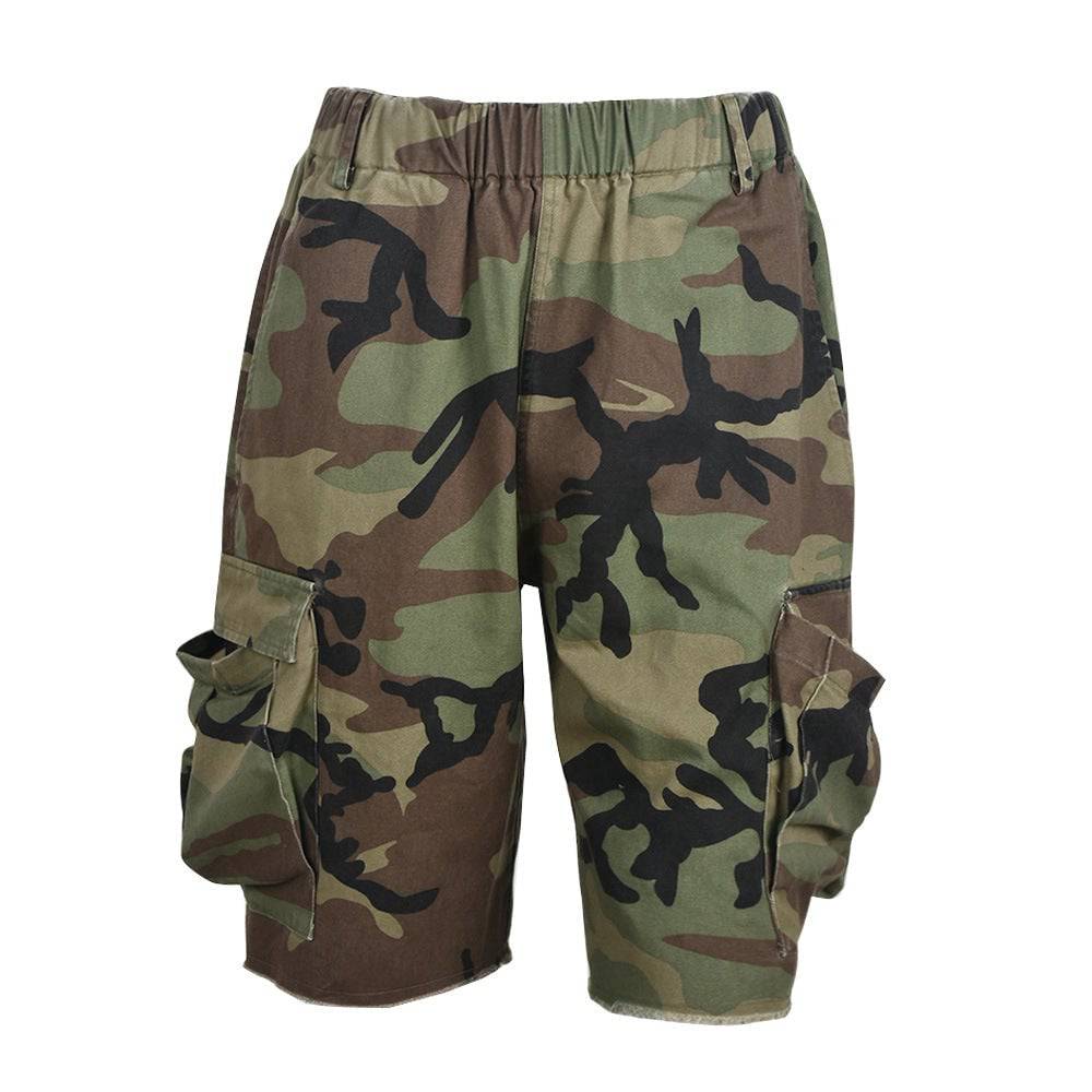 Relaxed Camo Print Casual Shorts for Women  S camouflage color 