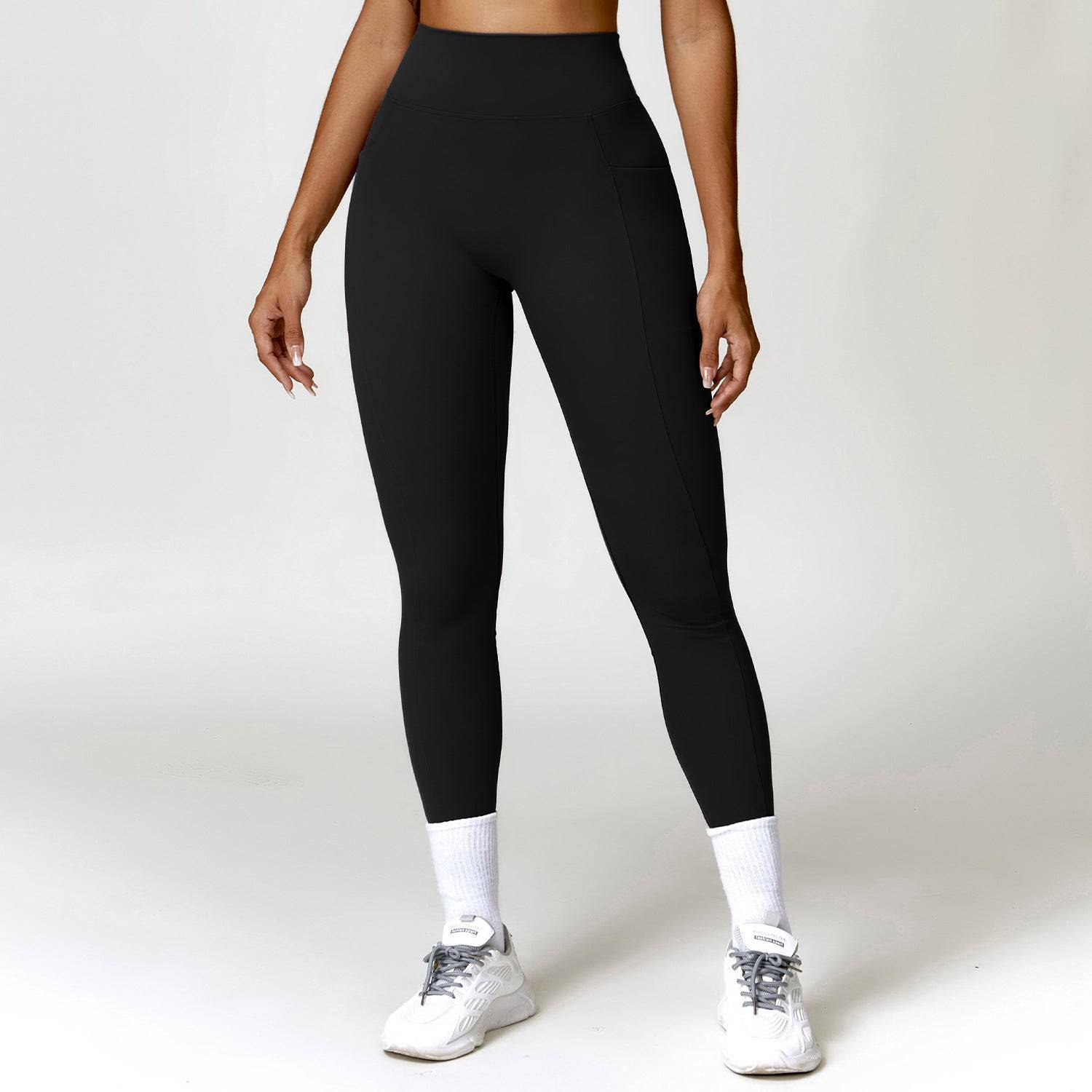 High Waist Quick-Drying Running Leggings with Pocket  S Advanced Black 