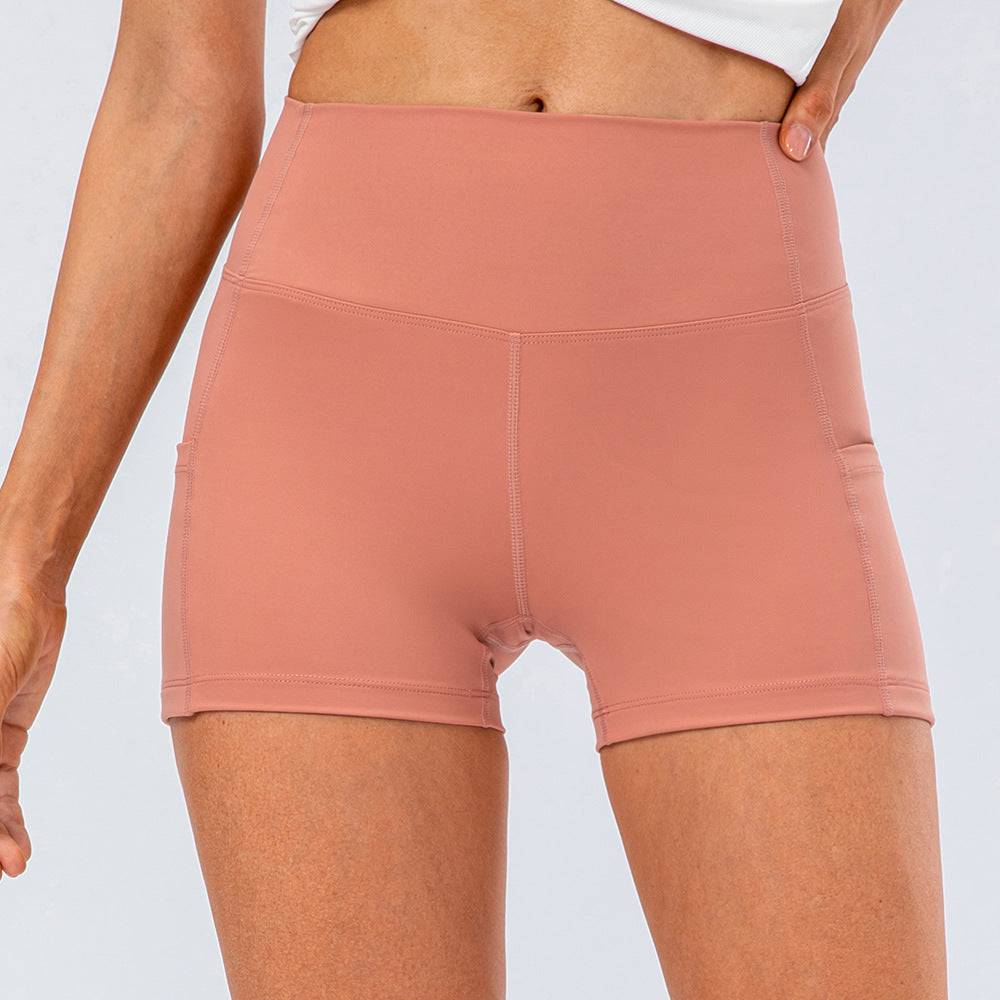 High Waist Nude Feel Yoga Shorts for Women  2 Orange Gray 