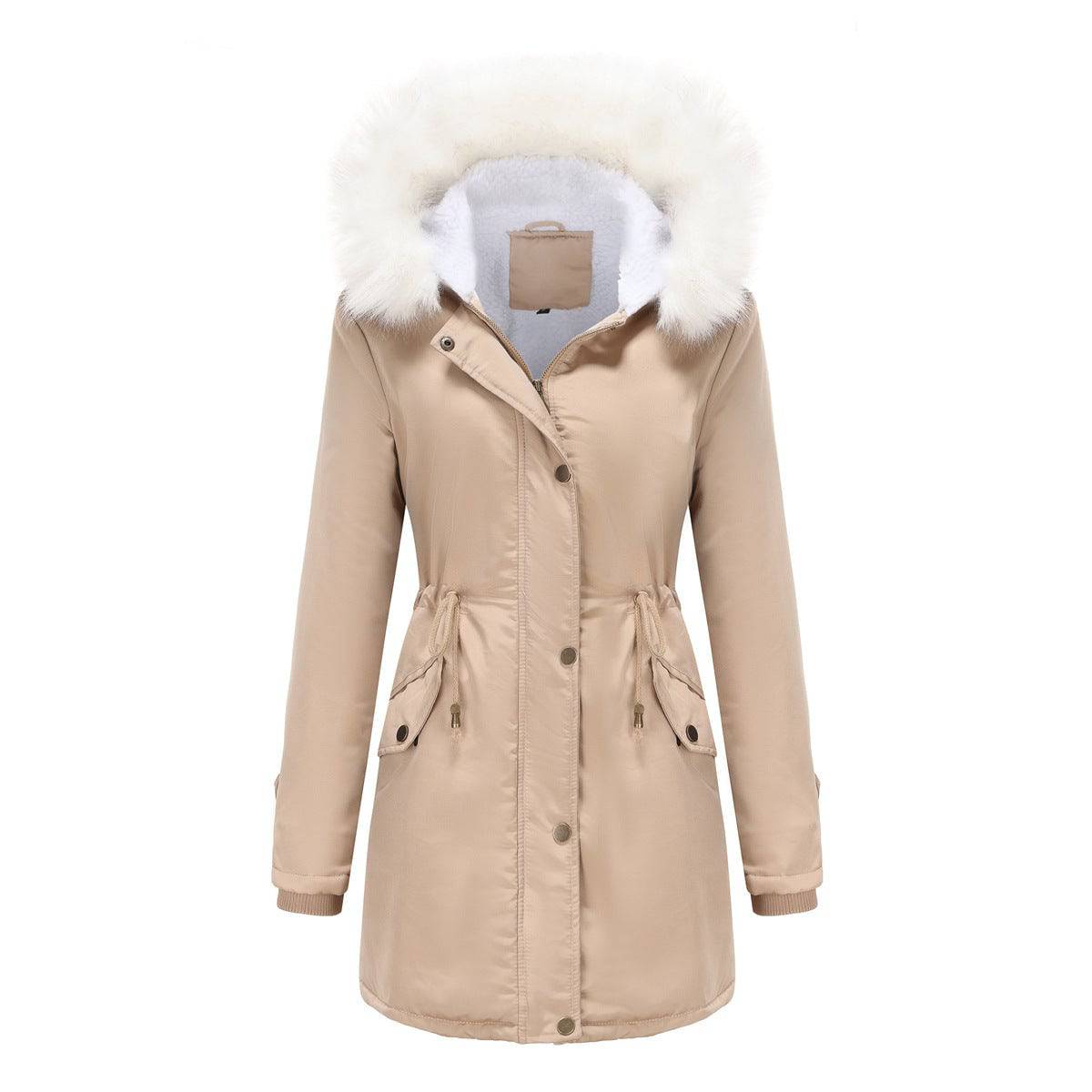 Stay Stylish and Warm with our Hooded Cotton Padded Coat for Women  S Apricot 