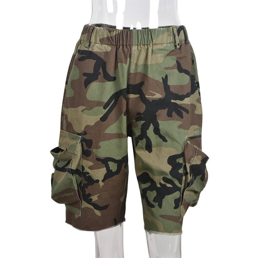 Relaxed Camo Print Casual Shorts for Women  S Camouflage Without White Label 