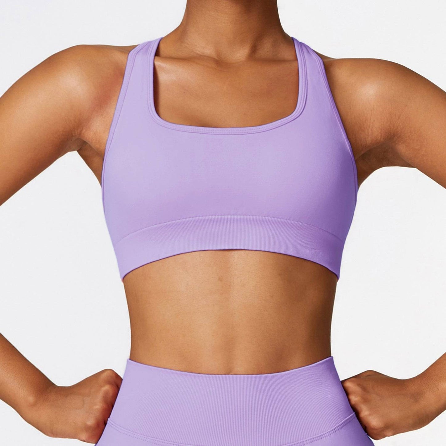 High-Performance Seamless Crossback Sports Bra  S Bright Purple 