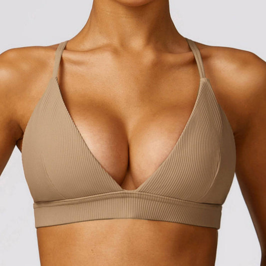 Quick Drying Beauty Back Yoga Bra  S Bronze 