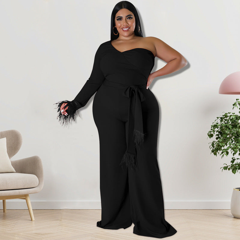 Plus Size Women Clothes Asymmetric Jumpsuit Source - Wild Amber Fashion