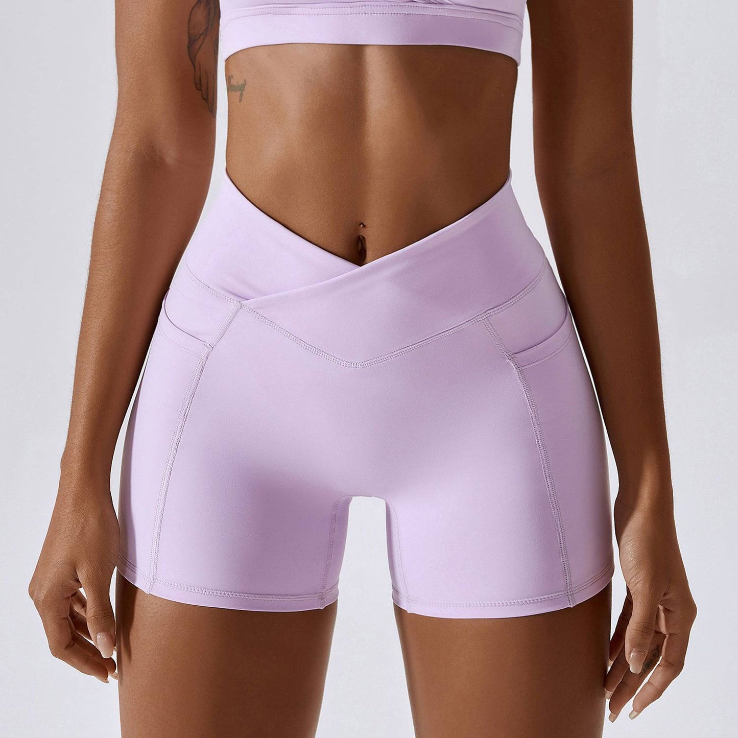 Sculpting Nude-Feel Yoga Shorts with Pocket  8/S Romantic purple 