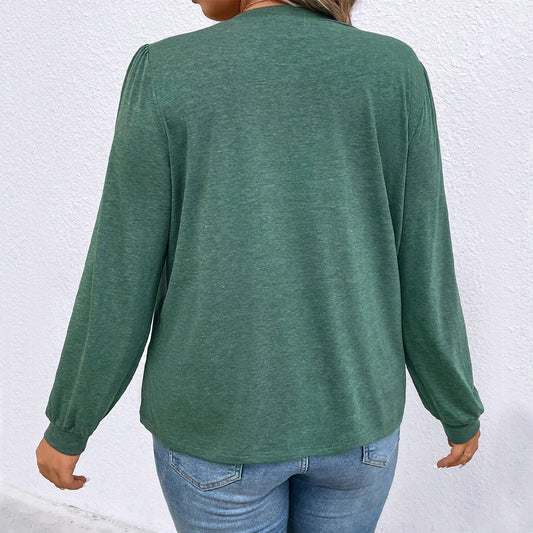 Plus Size Women Clothes Bottoming Shirt Inner Wear Long Sleeve T Shirt Fashionable Stylish Loose Slimming Solid Color Top