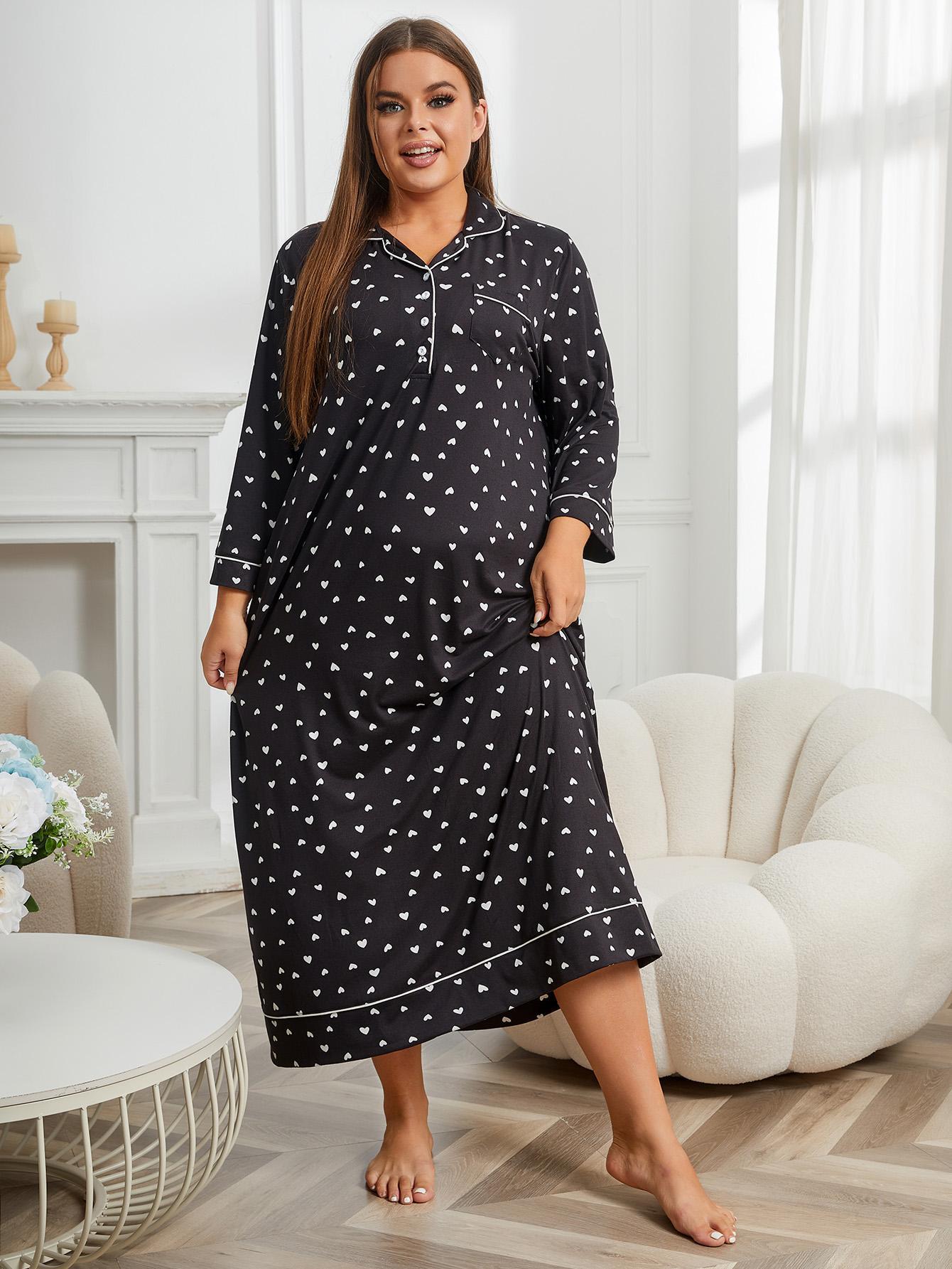 Plus Size Pajamas Women Autumn Winter Long Sleeve Nightdress Home Can Be Worn outside - Wild Amber Fashion