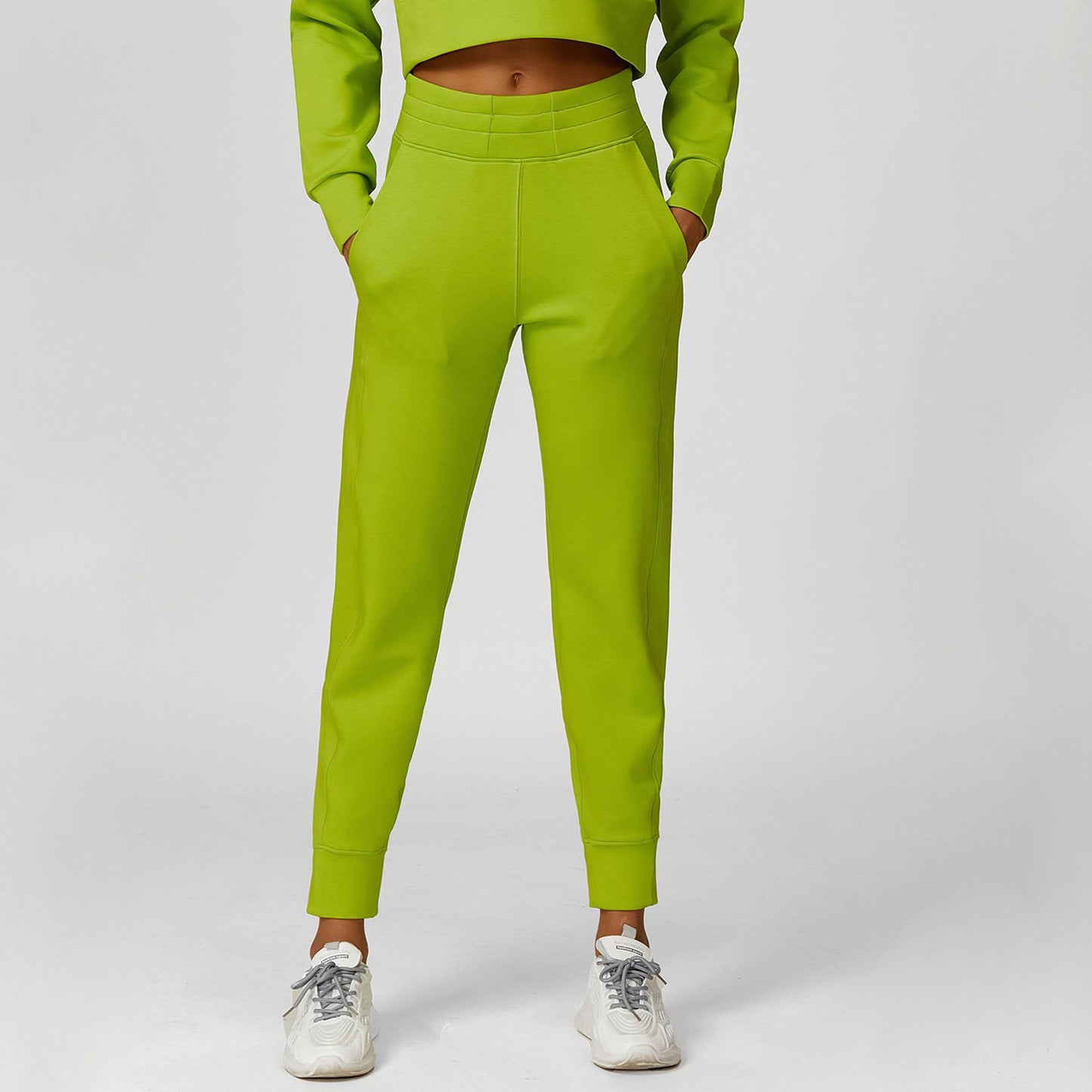 Solid Color High Rise Track Sweatpants for Women - Loose Fit Casual Trousers for Outdoor Running and Fitness  S Deep Grapefruit Sweatpants 