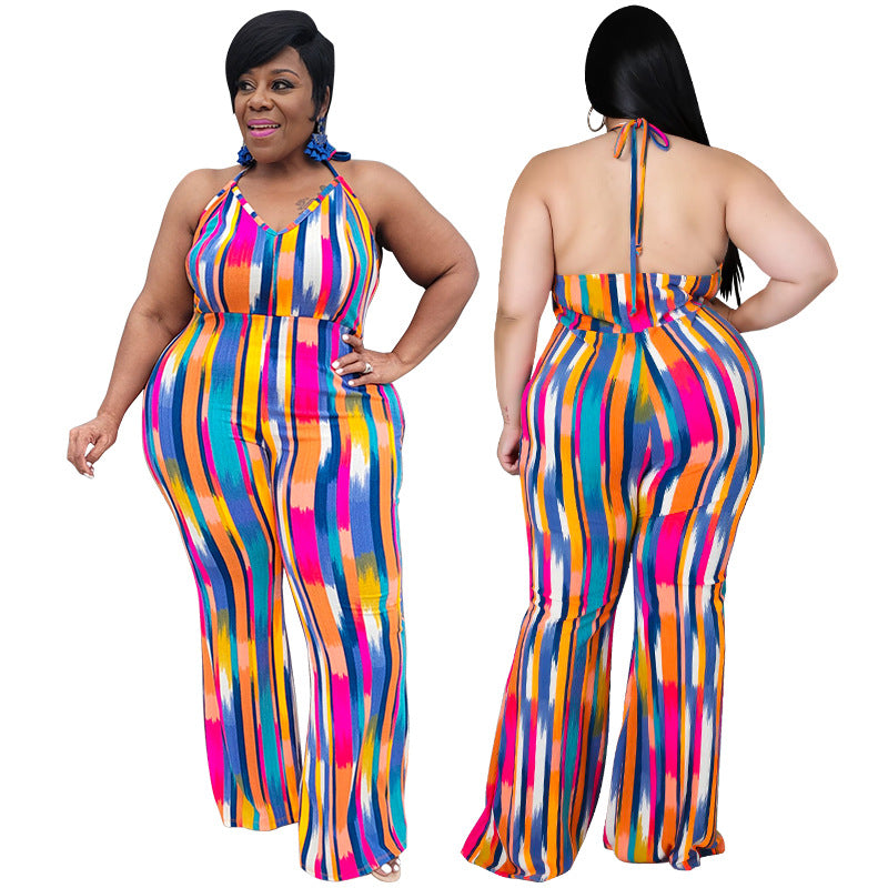 Plus Size Women Clothes Suspender Straight Jumpsuit Trousers Arrival - Wild Amber Fashion