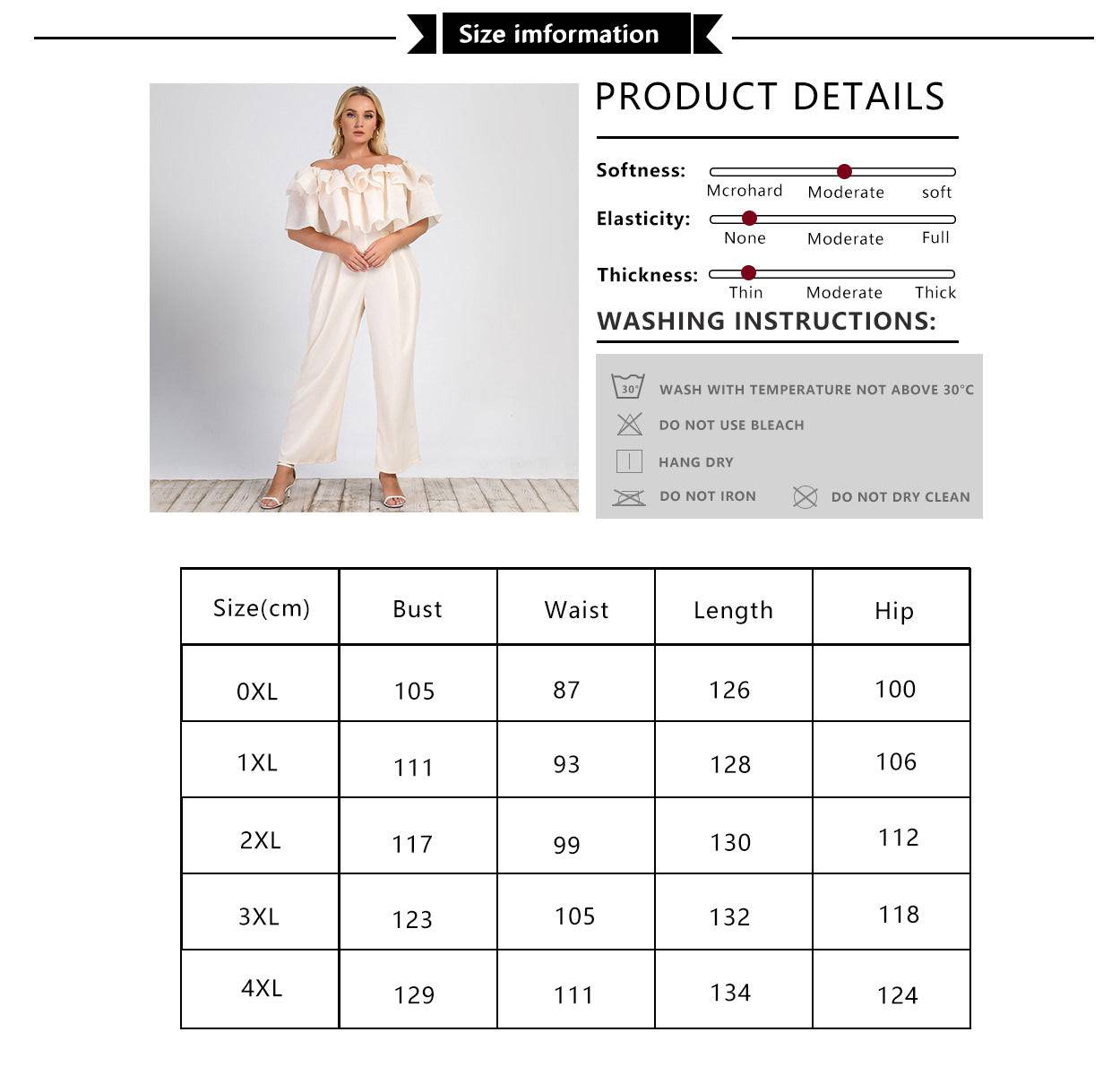 Plus Size Women Clothing Summer New Lotus Edge off-Shoulder Solid Straight-Leg Office Casual Pants Jumpsuit - Wild Amber Fashion