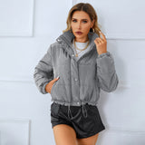 Autumn Winter Women Cotton Padded Jacket Stand Collar Zipper Button Cotton Clothing Cotton Coat Warm Quilted Jacket Coat - Wild Amber Fashion