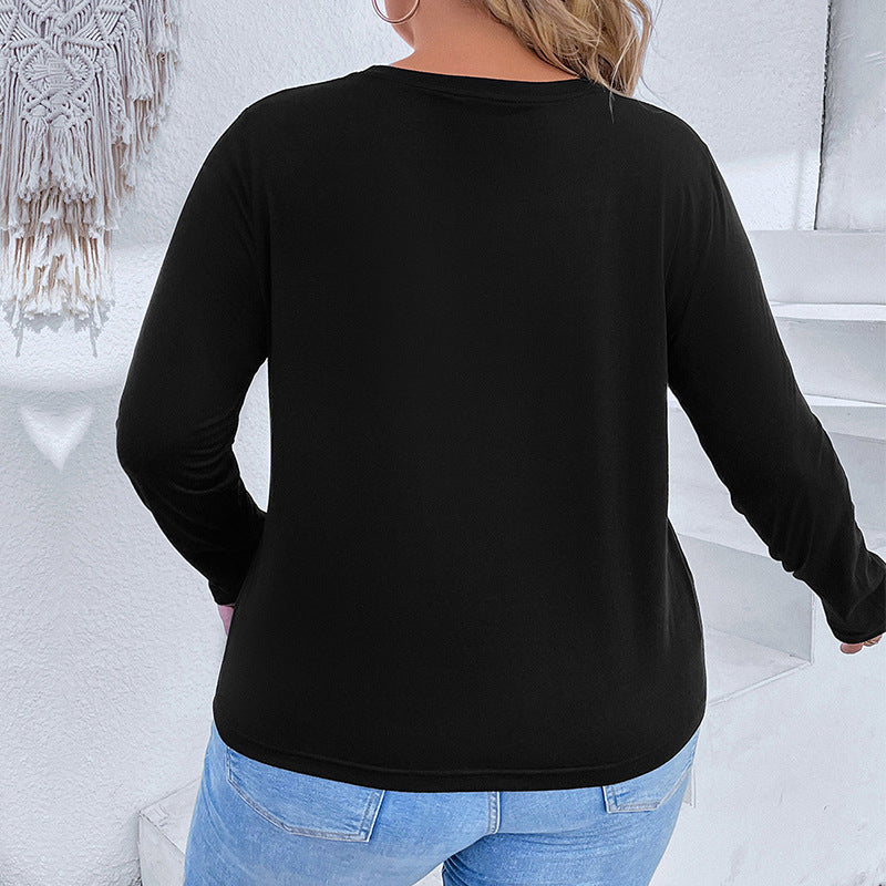 Plus Size Autumn Women Clothing Christmas Long Sleeved T shirt for Women - Wild Amber Fashion