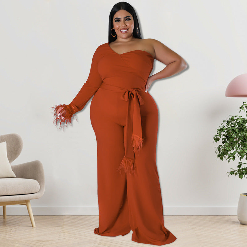 Plus Size Women Clothes Asymmetric Jumpsuit Source - Wild Amber Fashion