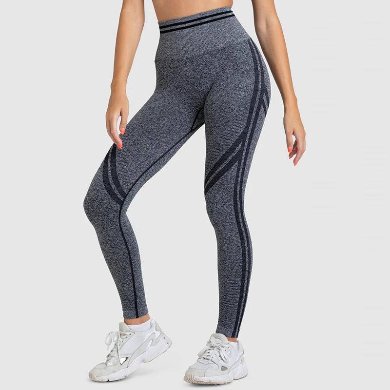 Sculpted Beauty High Waist Yoga Pants with Seamless Knit & Moisture-Wicking Fabric  S Gray Trousers 