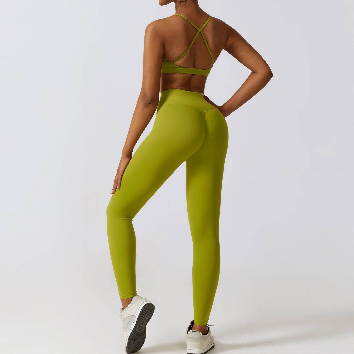 Elevate Your Active Style Three Piece Yoga Set  S Bra Trousers Matcha Green 