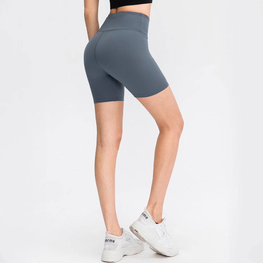 Sculpted Fit Yoga Shorts with Double-Sided Brushed Texture  4 Gray Blue 