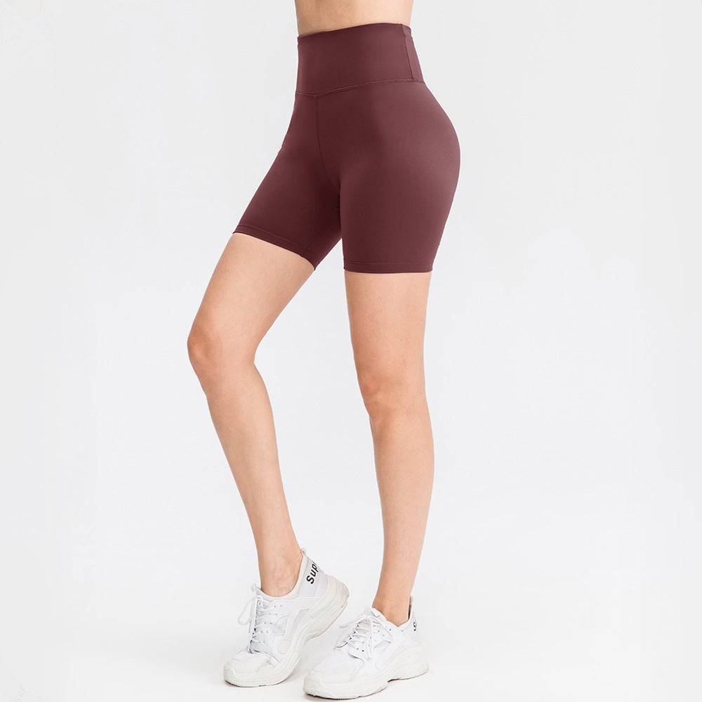 Sculpted Fit Yoga Shorts with Double-Sided Brushed Texture  4 Dark red brown 