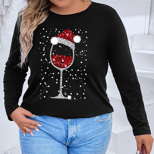 Plus Size Autumn Women Clothing Christmas Long Sleeved T shirt for Women - Wild Amber Fashion