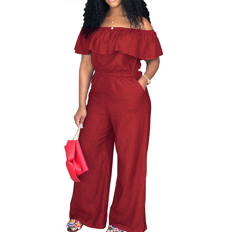 Plus Size Women Clothes Autumn Shawl Jumpsuit - Wild Amber Fashion