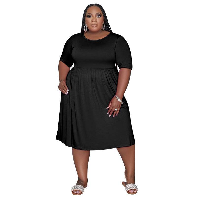 Elevate Your Style: Plus Size Summer A-Line High Waist Dress  XL Black 