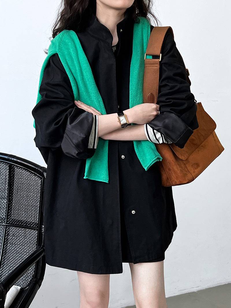 Elevate Your Wardrobe with This Classic Japanese Minimalist Trench Coat for Women  M（模特尺码） Advanced Black 