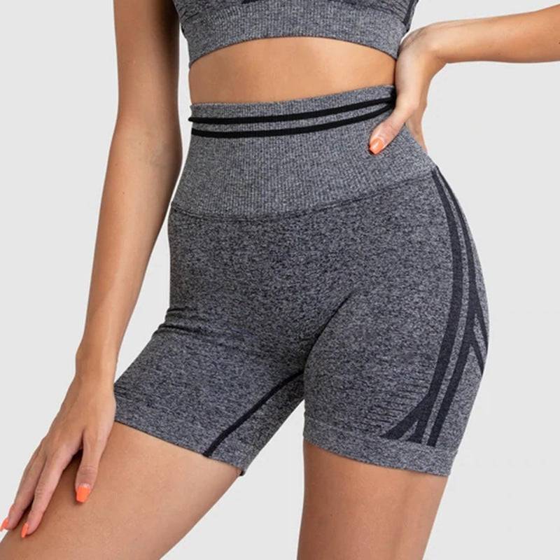 Sculpted Beauty High Waist Yoga Pants with Seamless Knit & Moisture-Wicking Fabric  S Heather gray shorts 