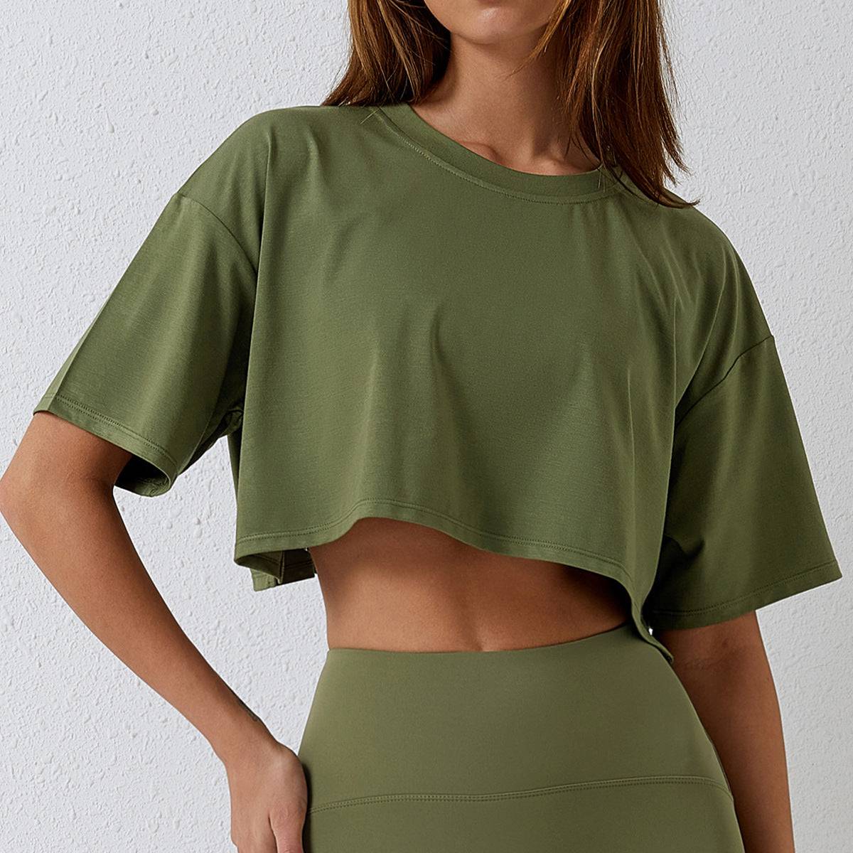 New Arrivals: Eco-Friendly Nylon Short Sleeve Workout Top for Women  8/S Forest Green 