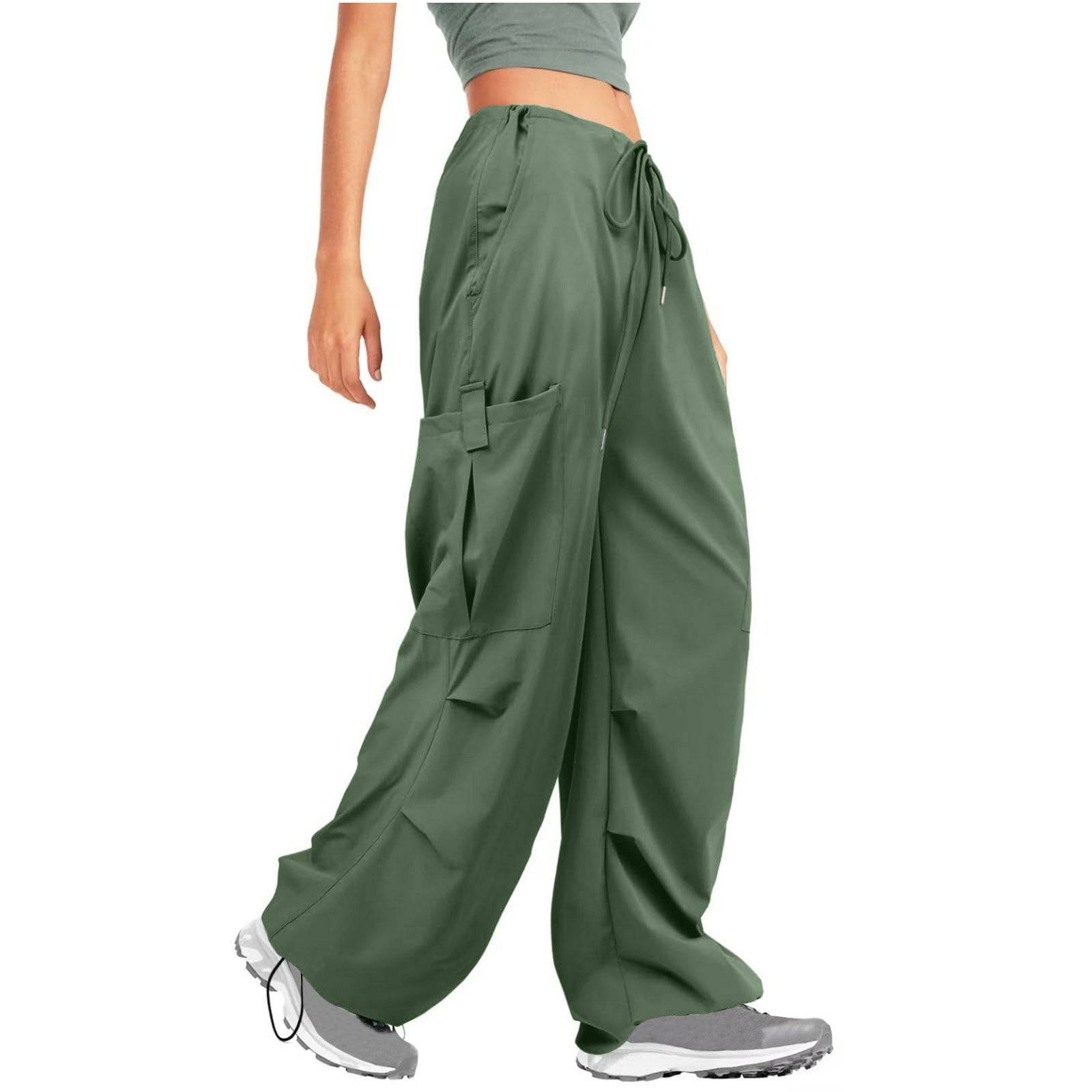 Solid Color Drawstring Women's Casual Sports Overalls  S Light Green 