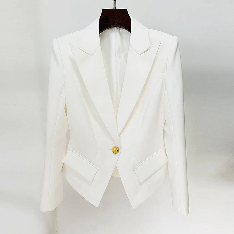 Lion Buckle Slim Fit Blazer Jacket  S White 