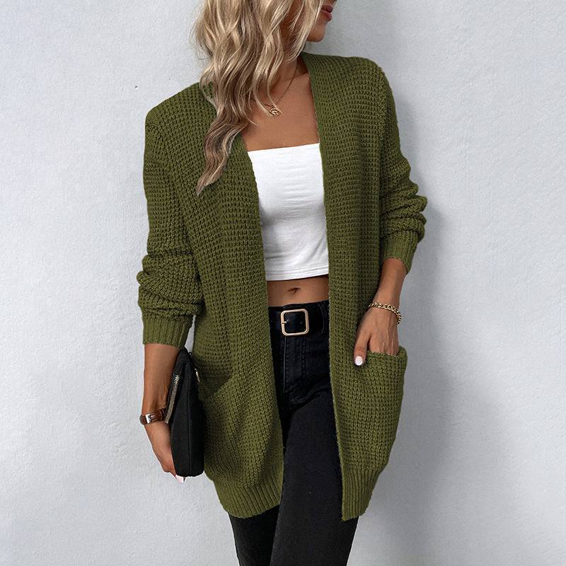 Stay Cozy and Stylish Knitted Cardigan Coat for Autumn and Winter  S Army Green 