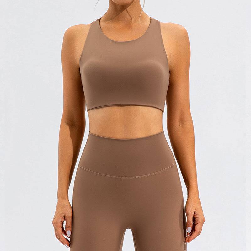 Sleek High Waist Yoga Suit for Enhanced Performance  S Dark Brown 