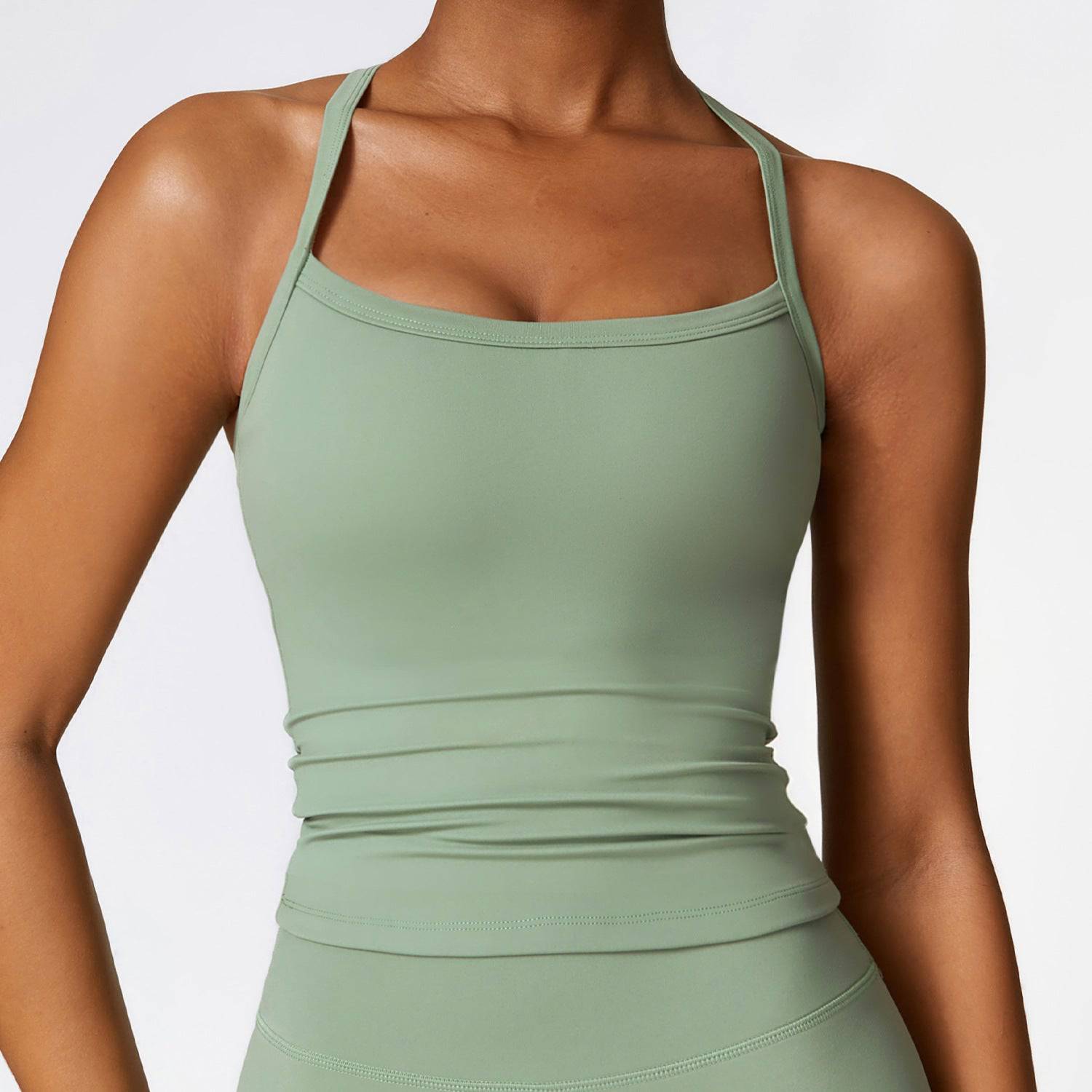 Winter Brushed Beauty Back Sports Crop Top  S Basil Green 