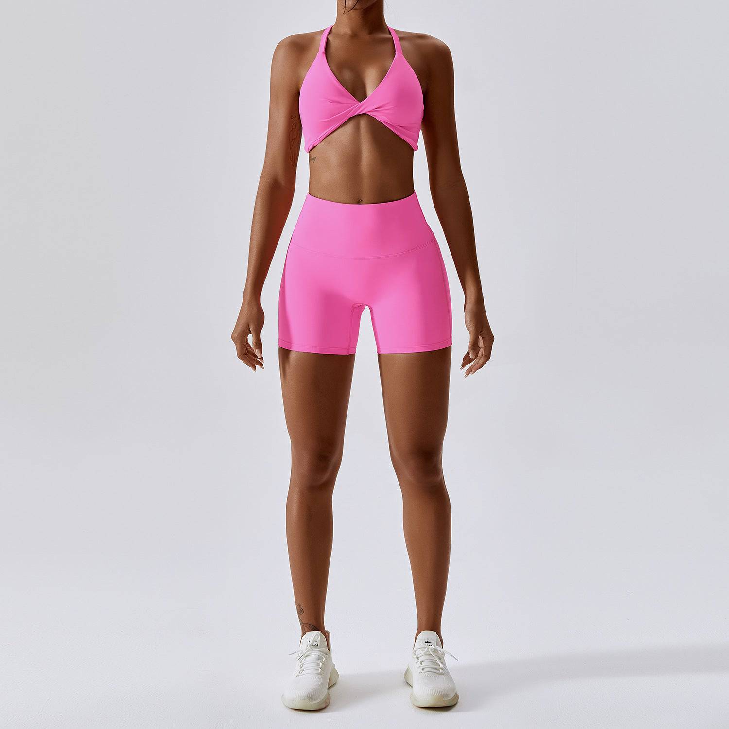 Elevate Yoga Suit: Premium Comfort and Style for Active Lifestyles  8/S Bra Shorts Barbie Pink 