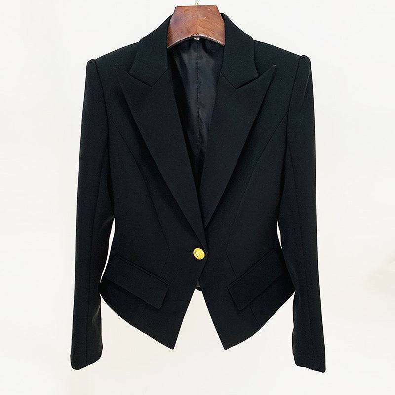 Lion Buckle Slim Fit Blazer Jacket  S Black 