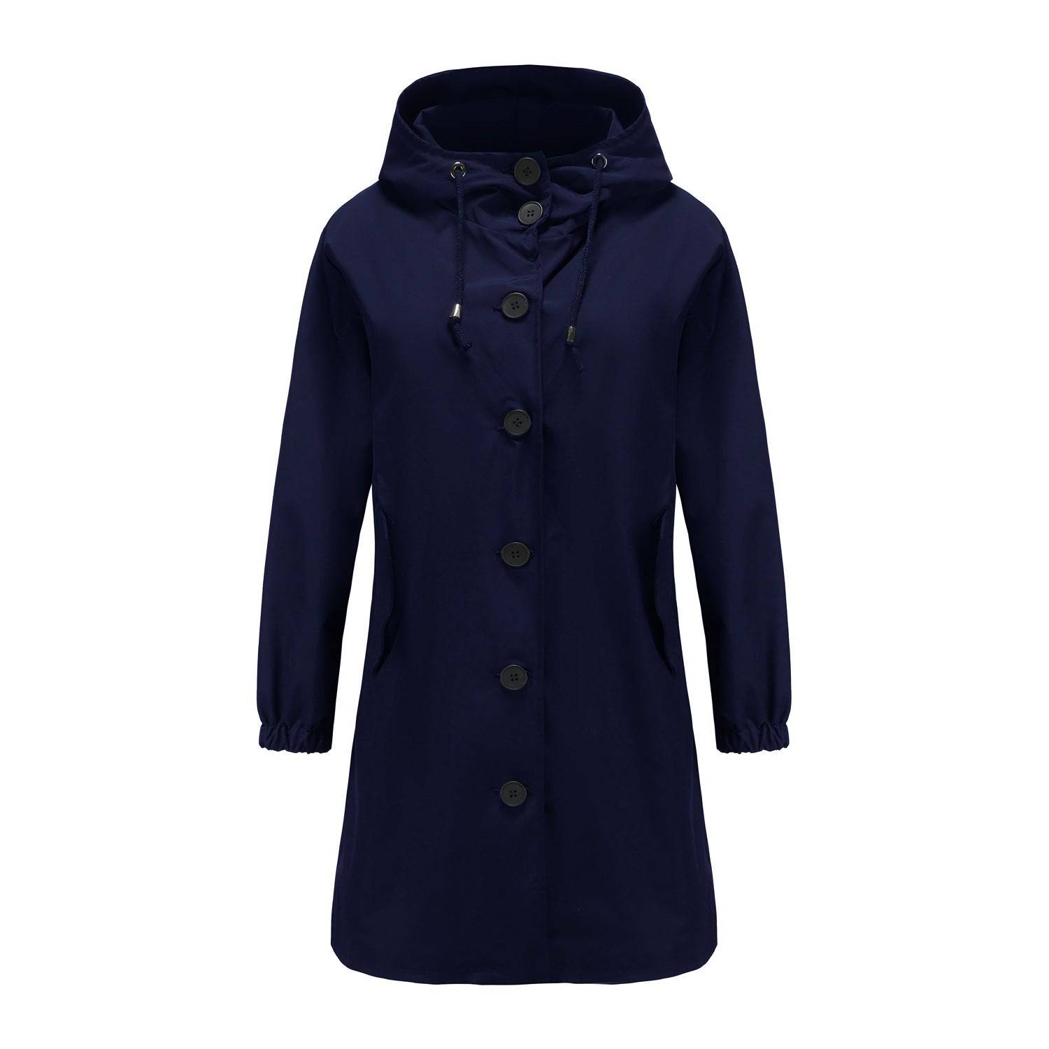 Waterproof Anorak Long Coat for Women, Perfect for Autumn and Winter with Plus Size Options  S Navy Blue 