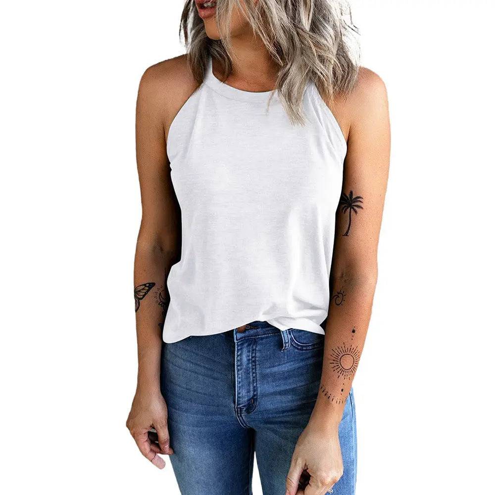 Summer Women's Loose Fit Polyester Tank Top  S White 