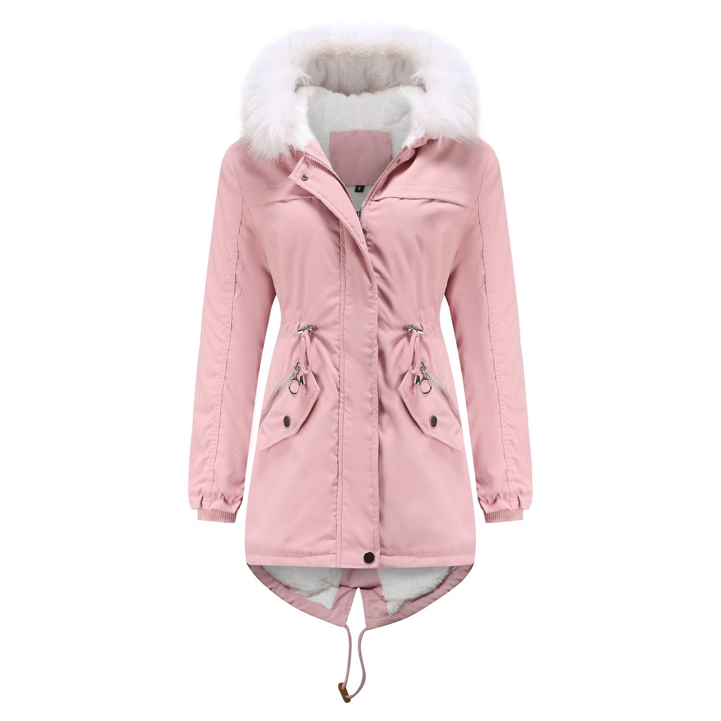 Parka Women Plus Size Mid-Length Fleece Lined Coat Women Warm with Fur Collar Loose Winter Coat Plus Size - Wild Amber Fashion