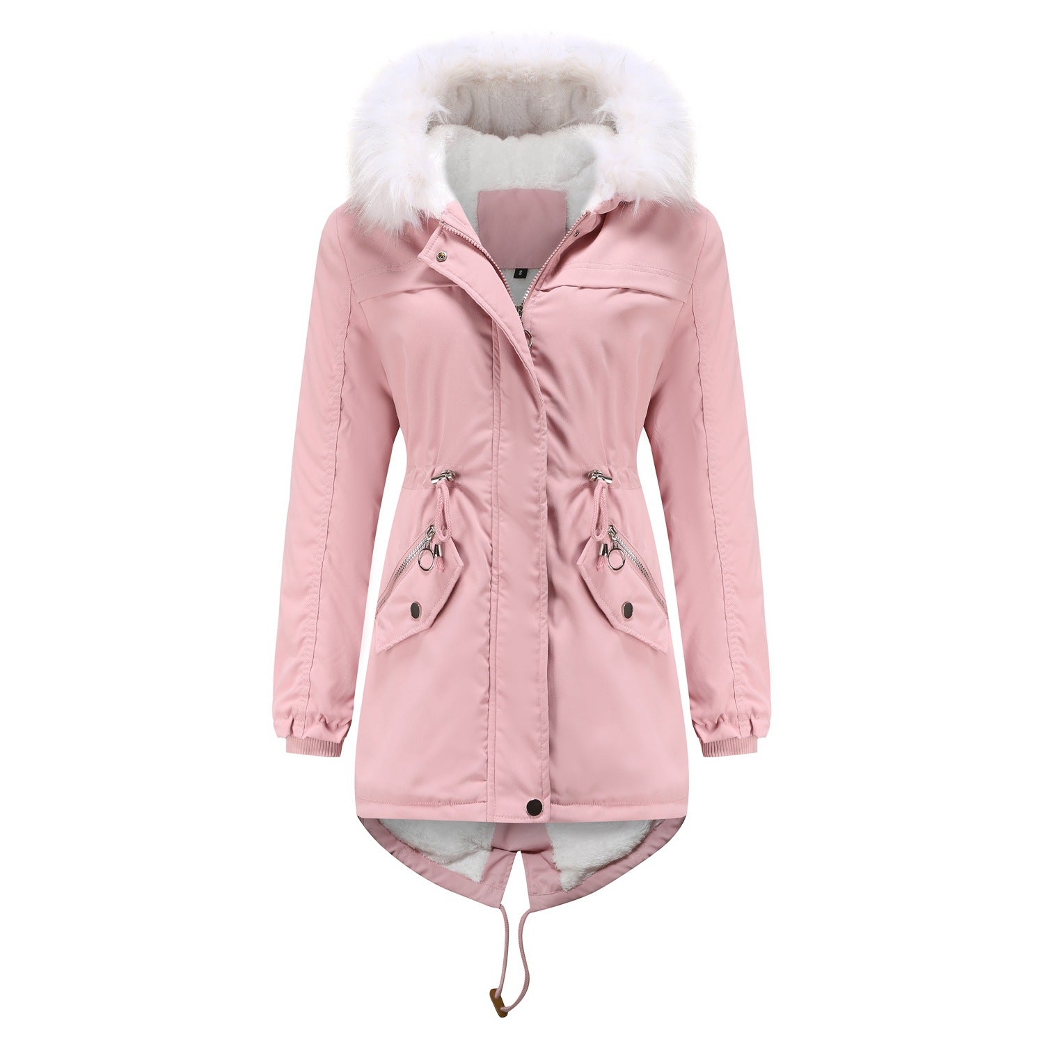 Parka Women Plus Size Mid-Length Fleece Lined Coat Women Warm with Fur Collar Loose Winter Coat Plus Size - Wild Amber Fashion