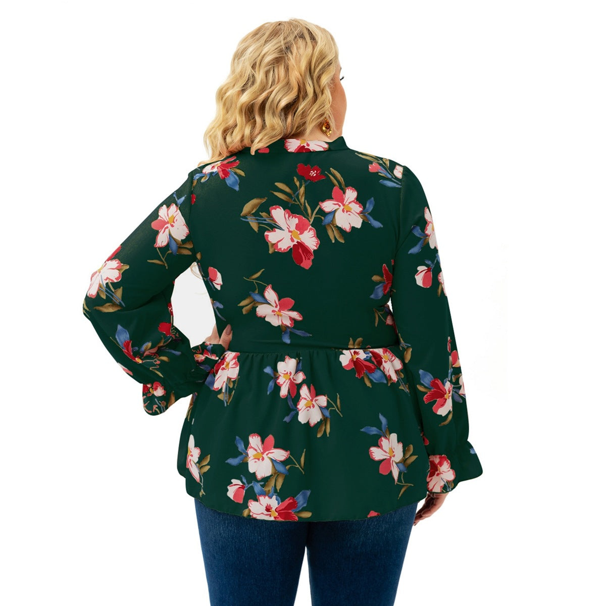 Plus Size Women Clothing Spring Autumn Full Figured Girl Long Sleeve Printed Top - Wild Amber Fashion